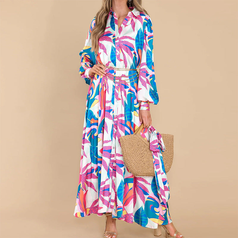 printed long-sleeved dress