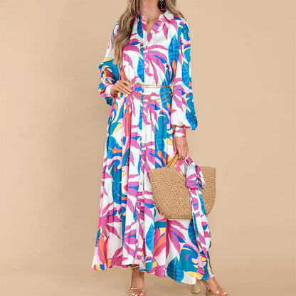 Printed Long-Sleeved Dress