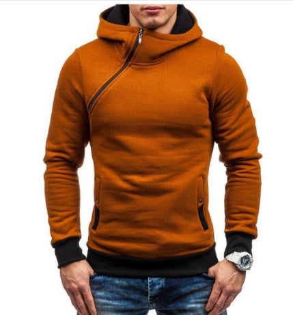 zipper solid color hoodies