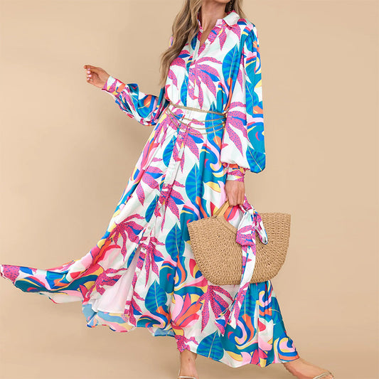 Printed Long-Sleeved Dress