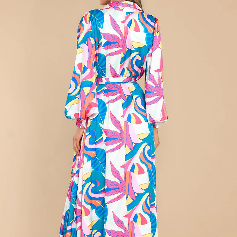 printed long-sleeved dress